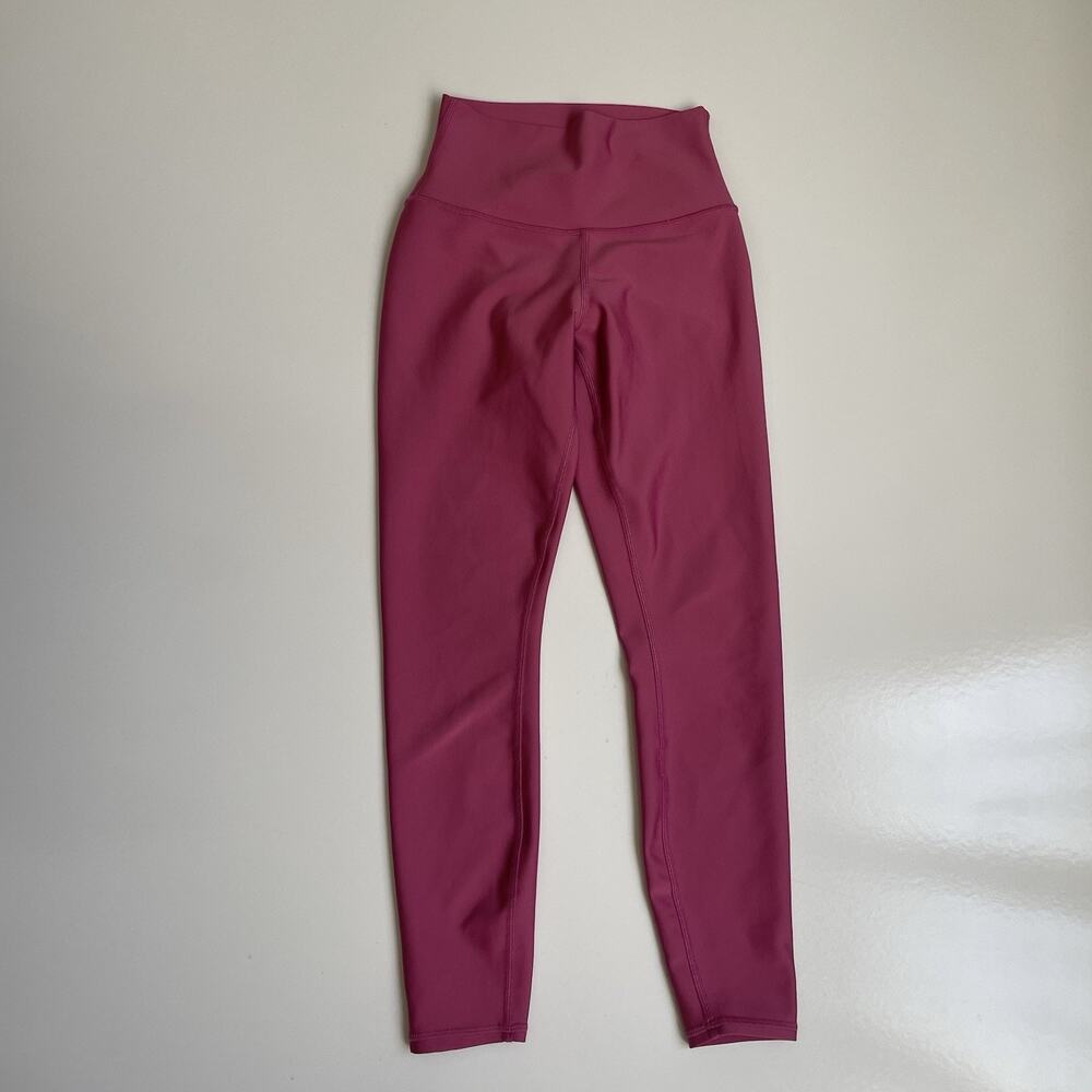 Alo Yoga Cropped Capri Legging Dark Pink Stretch Workout Size XS EUC